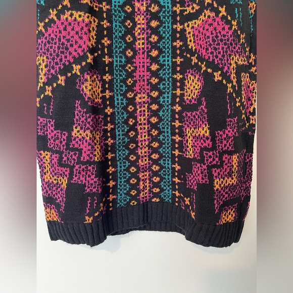 Farm Rio Yawanawa Stripes Midi Sweater Dress Multicolor Tribal Print Size Small - Picture 14 of 16